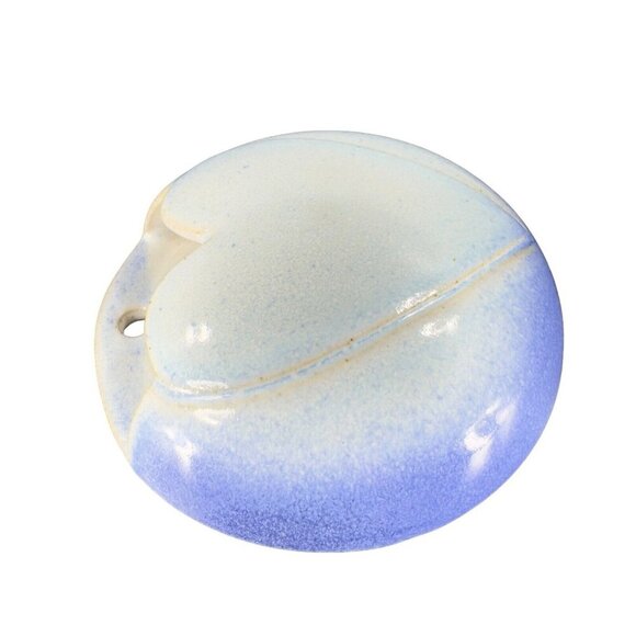 Hand Crafted Stoneware Pottery Wall Pocket Vase Blue Heart Shaped Vessel Decor - Picture 3 of 16